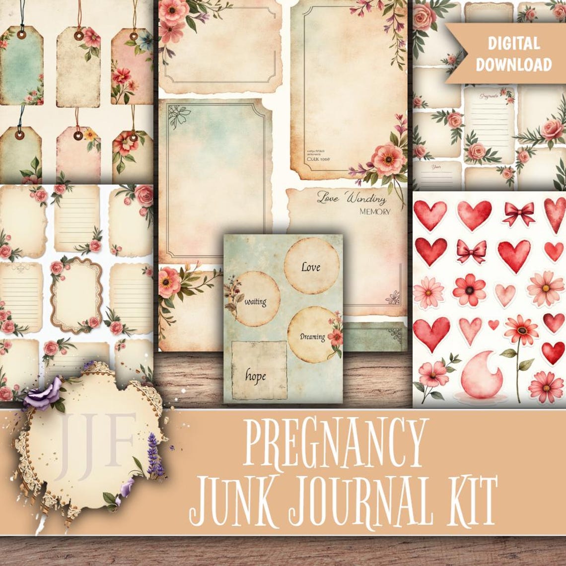 Pregnancy Junk Journal Kit | Printable Pregnancy Journal Pages ...