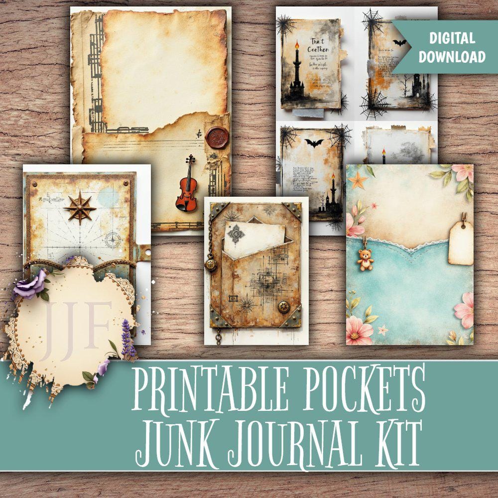 Junk Journal Pockets Printable Bundle | Vintage Collage Pockets | Junk ...