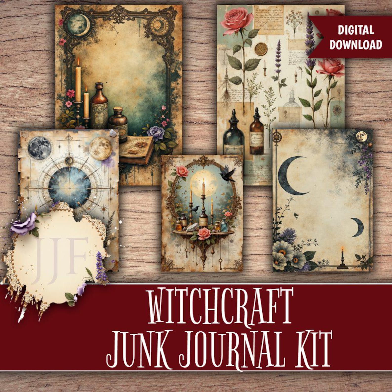 Witchcraft Junk Journal Kit | Grimoire Printable Pages, Moon Phase ...