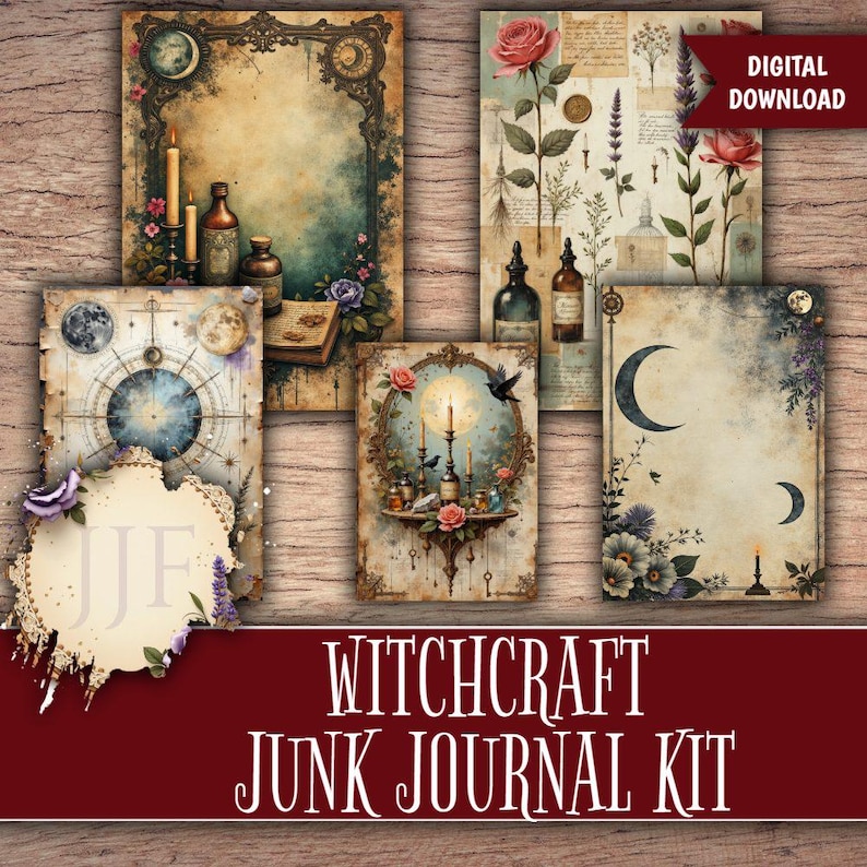 Witchcraft Junk Journal Kit | Grimoire Printable Pages, Moon Phase ...