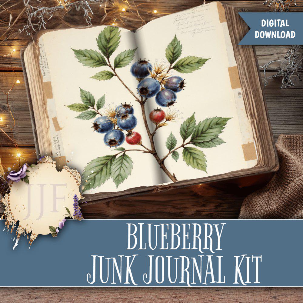 Blueberry Junk Journal Kit Printable | Blueberry Journal Pages ...