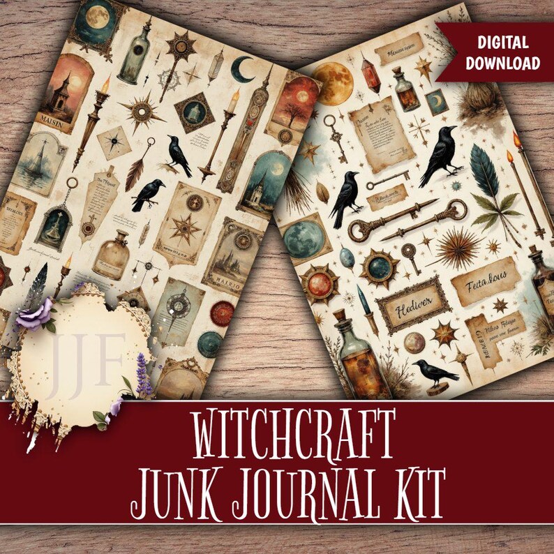 Witchcraft Junk Journal Kit | Grimoire Printable Pages, Moon Phase ...