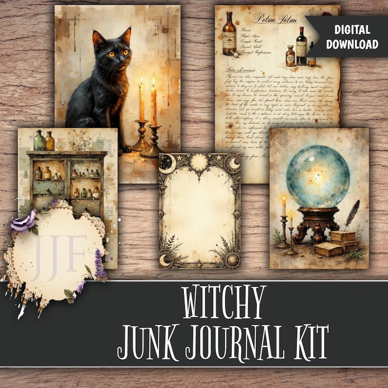 Witchy Junk Journal Kit | Vintage Grimoire Pages & Ephemera, Gothic ...