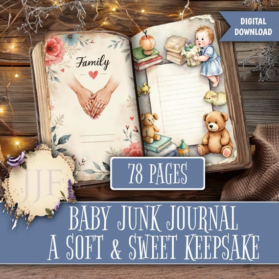Digital Baby Journal Kit Printable | Baby Memory Book Pages & Ephemera | Soft Pastel New Baby Keepsake Journal
