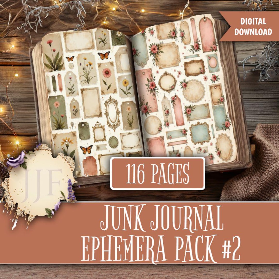 Junk Journal Supplies | Printable Vintage Ephemera Kit, Tags Labels ...