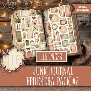 Junk Journal Supplies | Printable Vintage Ephemera Kit, Tags Labels Tickets Journal Cards, Collage Sheets, Junk Journal Printables