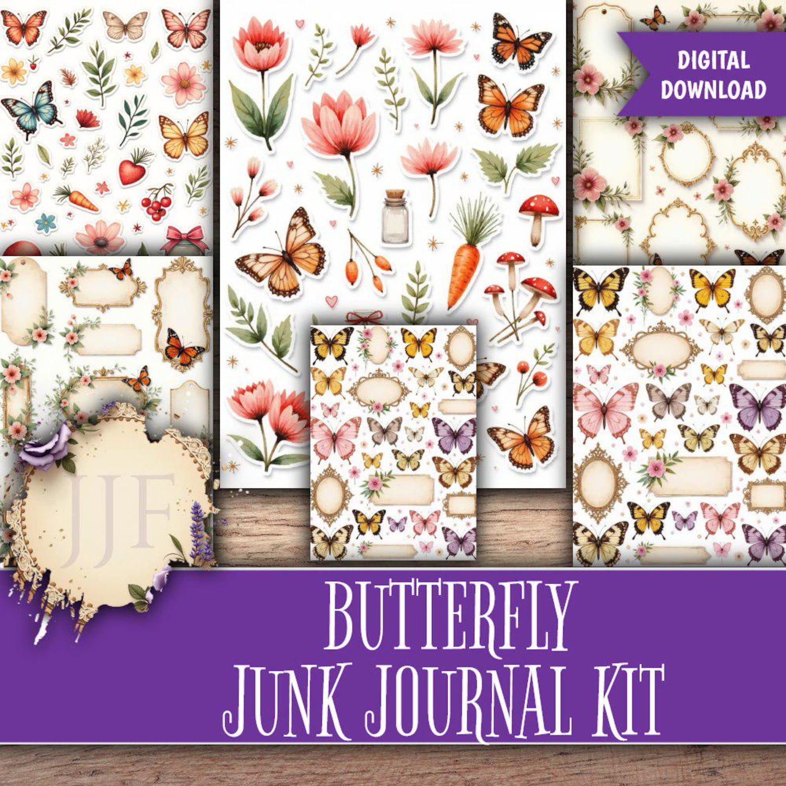 Butterfly Junk Journal Kit Printable | Victorian Garden Floral ...