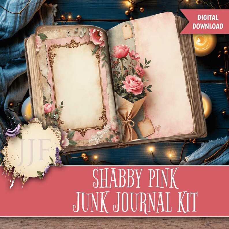 Pink Junk Journal Kit Printable | Shabby Chic Vintage Journal Pages ...