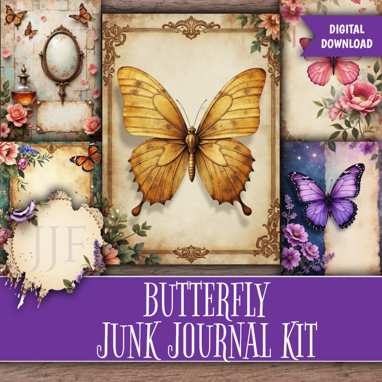 Butterfly Junk Journal Kit Printable | Victorian Garden Floral ...