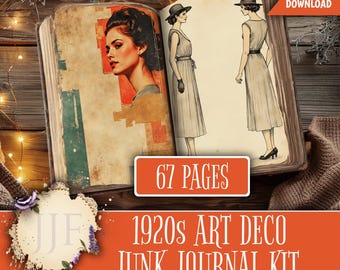 1920s Art Deco Junk Journal Kit | Flapper Jazz Age Printable Pages & Ephemera | Vintage Geometric Gold Papers | Wall Art
