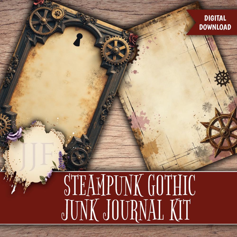 Steampunk Gothic Junk Journal Kit | Victorian Dark Academia Printable ...