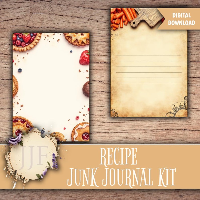 Recipe Junk Journal Kit | Printable Cooking Pages + Ephemera | Vintage ...
