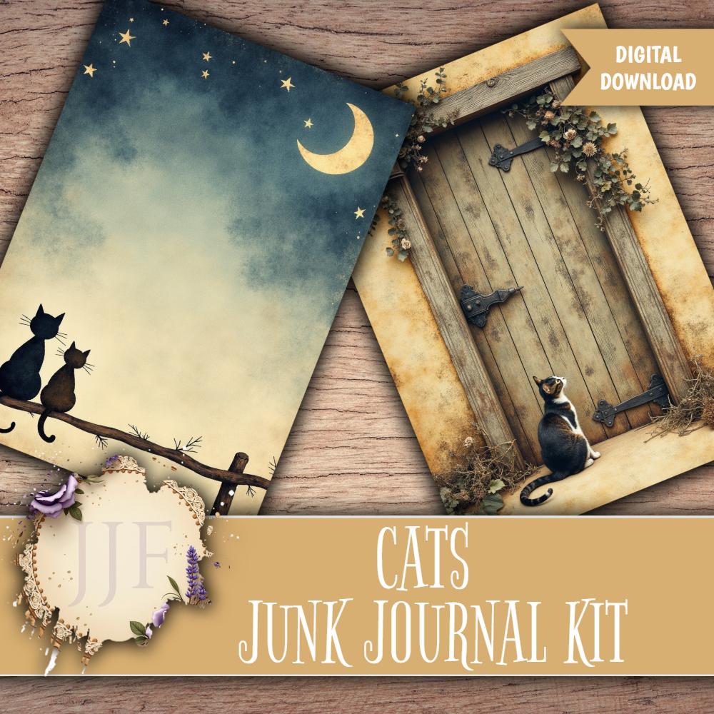 Rustic Cats Junk Journal Printable Kit | Vintage Cat Pages + Ephemera ...