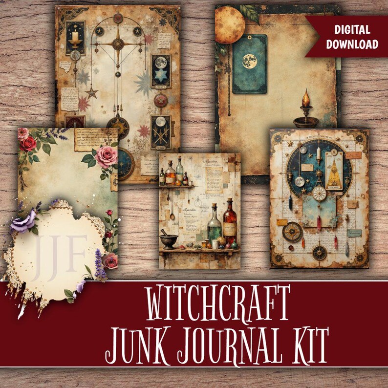Witchcraft Junk Journal Kit | Grimoire Printable Pages, Moon Phase ...