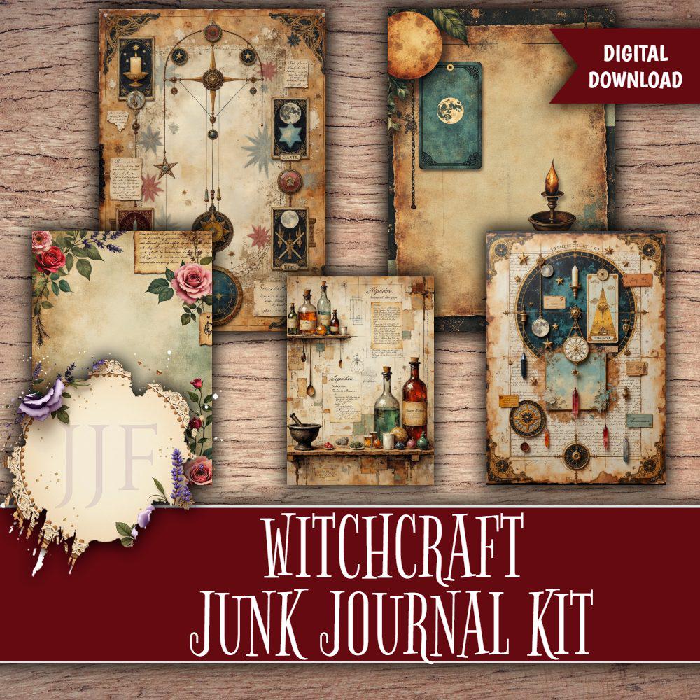 Witchcraft Junk Journal Kit | Grimoire Printable Pages, Moon Phase ...