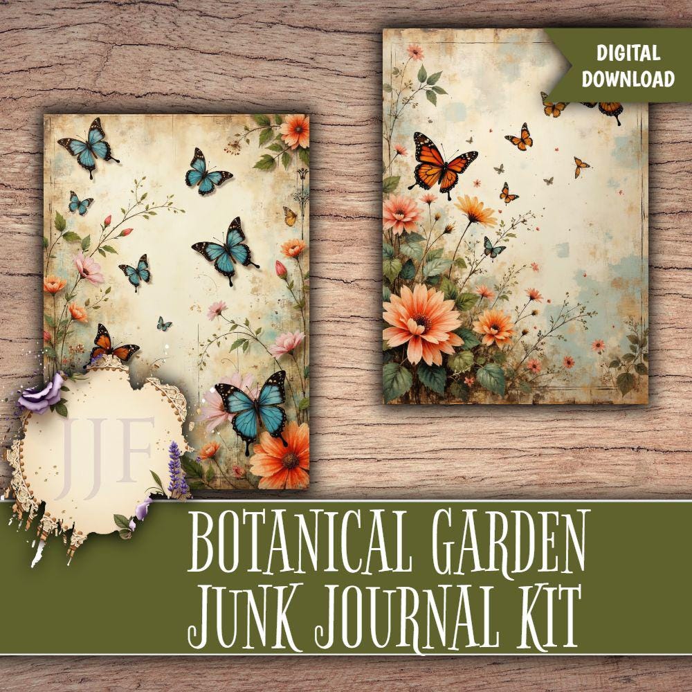 Botanical Garden Junk Journal Kit | Vintage Printable Pages, Floral ...