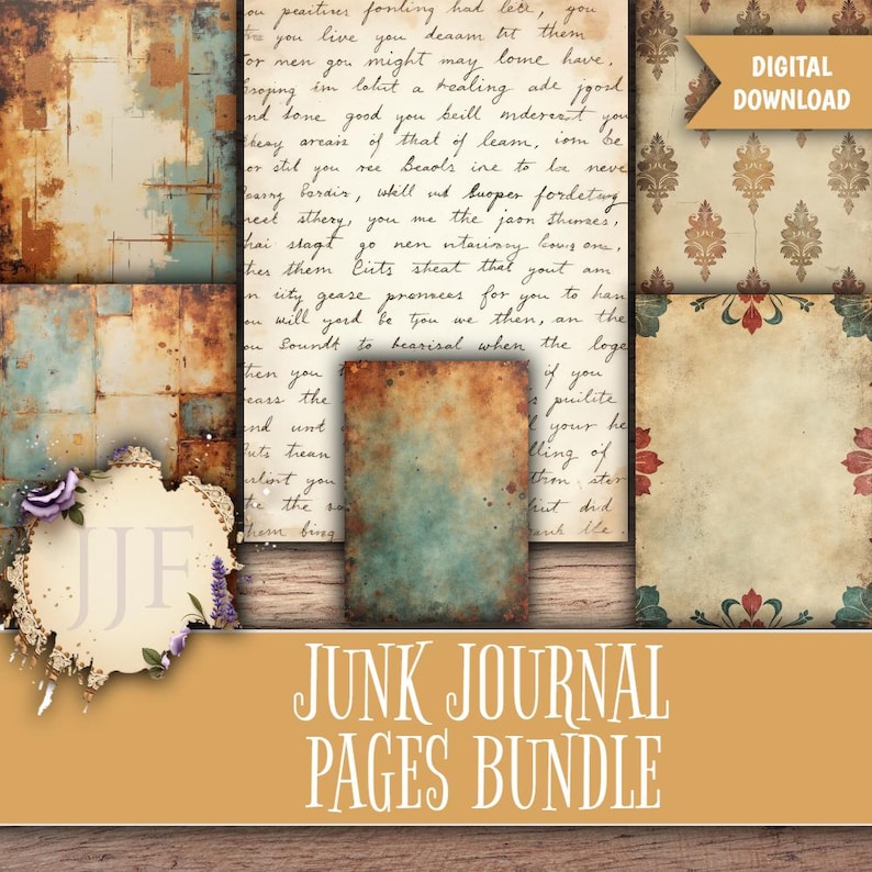 Grungy Junk Journal Pages Bundle | Vintage Background Papers, Textured ...