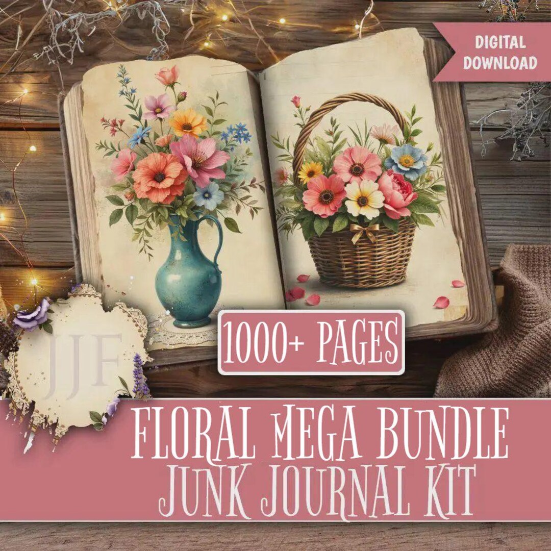 Floral Junk Journal Mega Bundle Printable | 10 Flower Kits Pages ...