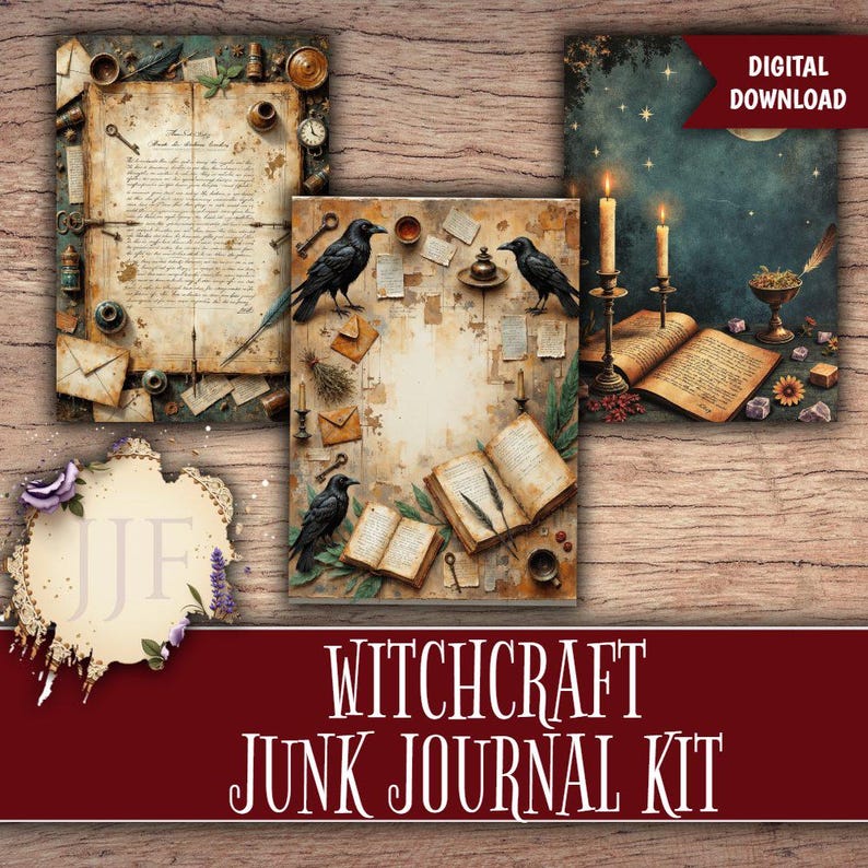 Witchcraft Junk Journal Kit | Grimoire Printable Pages, Moon Phase ...