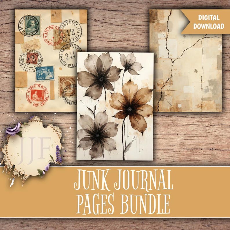 Grungy Junk Journal Pages Bundle | Vintage Background Papers, Textured ...