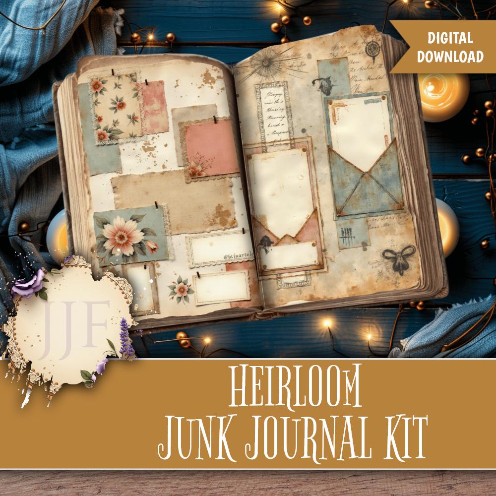 Heirloom Junk Journal Kit | Vintage Printable Pages + Ephemera Mega ...