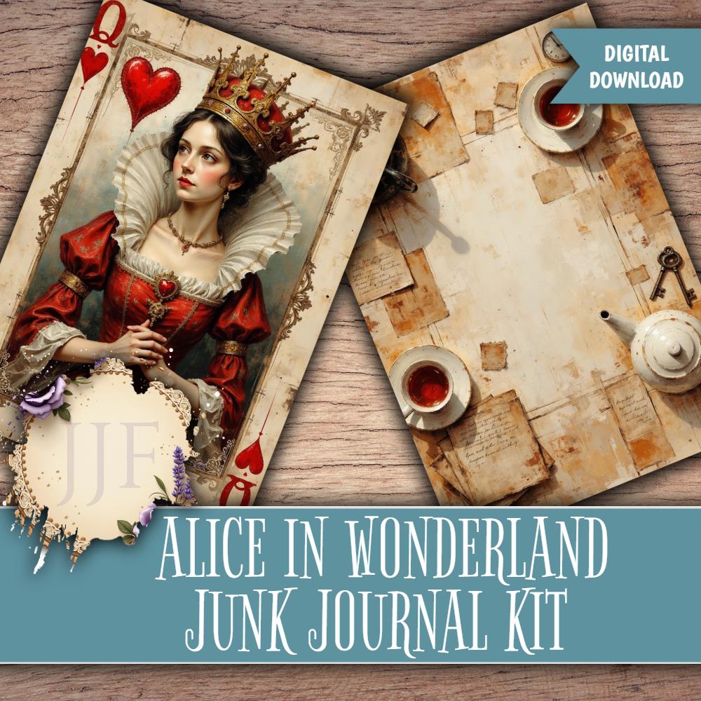 ALICE IN WONDERLAND Junk Journal Kit | Vintage Victorian Ephemera ...