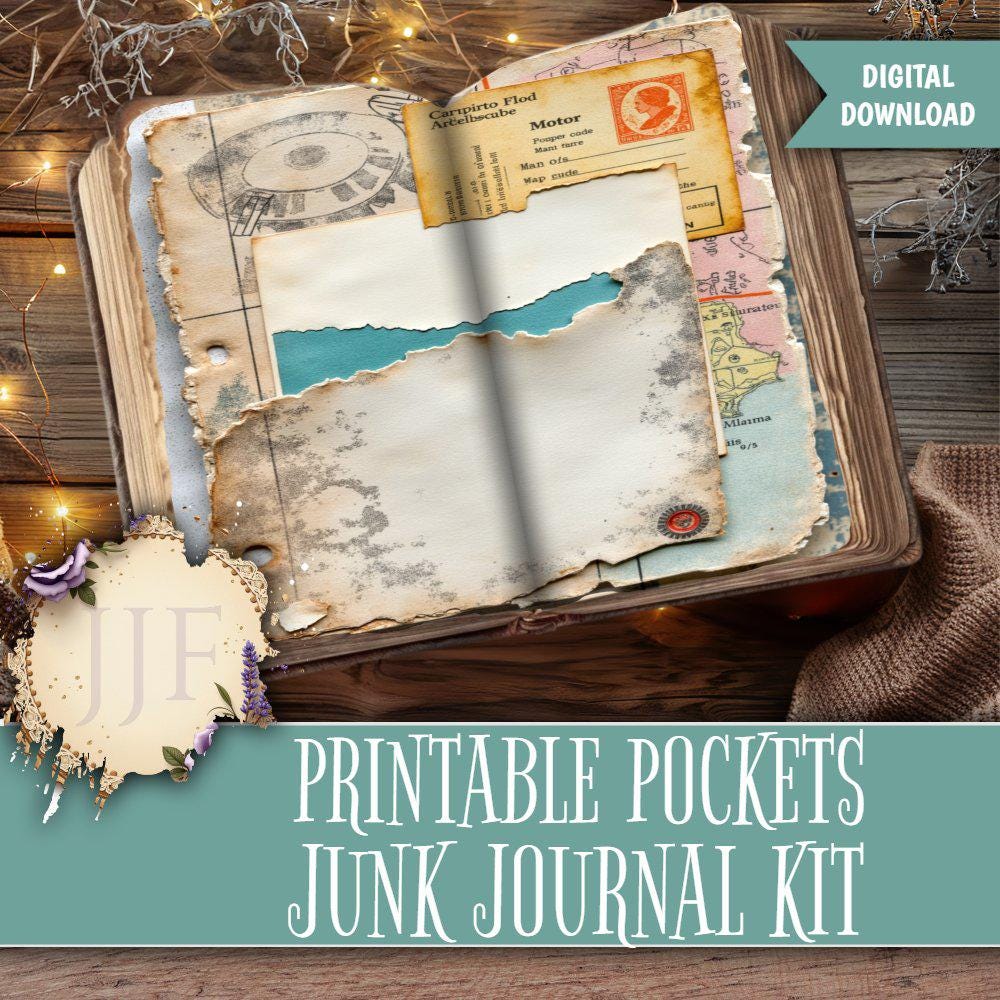 Junk Journal Pockets Printable Bundle | Vintage Collage Pockets | Junk ...