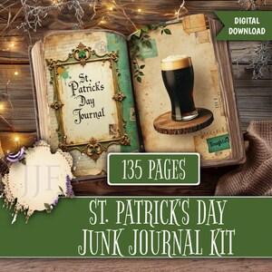 Utskrivbart skräpjournalkit för St. Patrick’s Day | Irländska efemera- och dagbokssidor, St. Patrick’s Day PNG, St. Patrick’s Day-konst