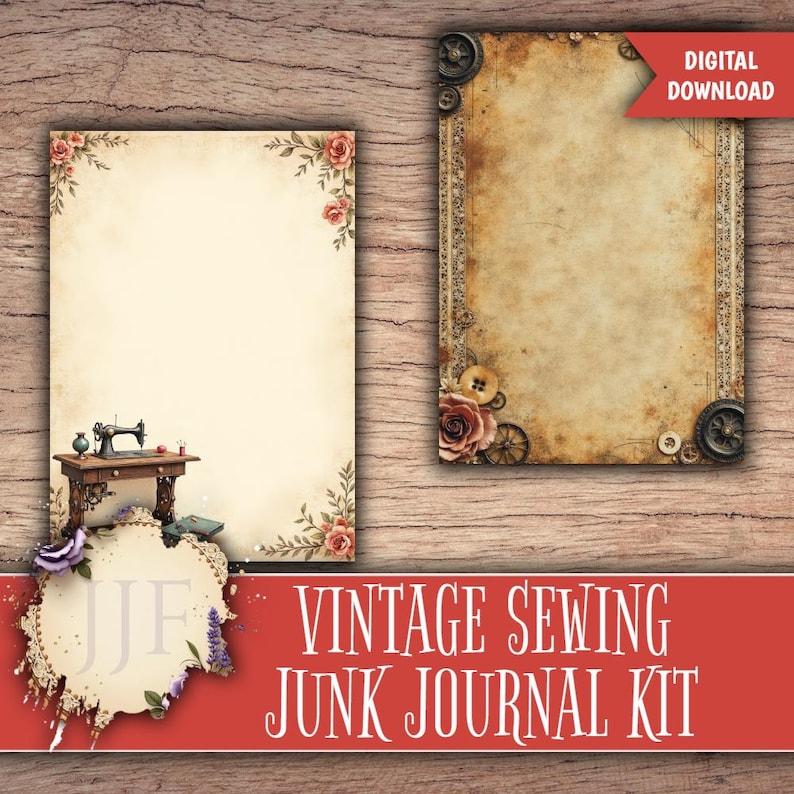 Vintage Sewing Junk Journal Kit | Printable Sewing Pages + Ephemera ...