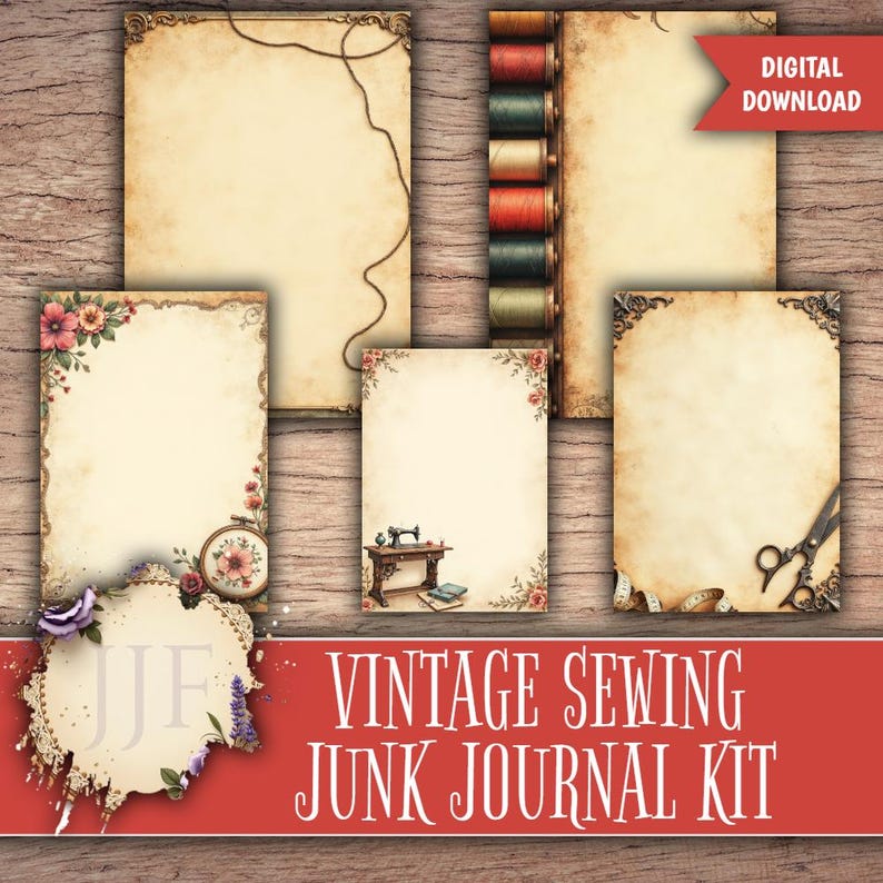 Vintage Sewing Junk Journal Kit | Printable Sewing Pages + Ephemera ...