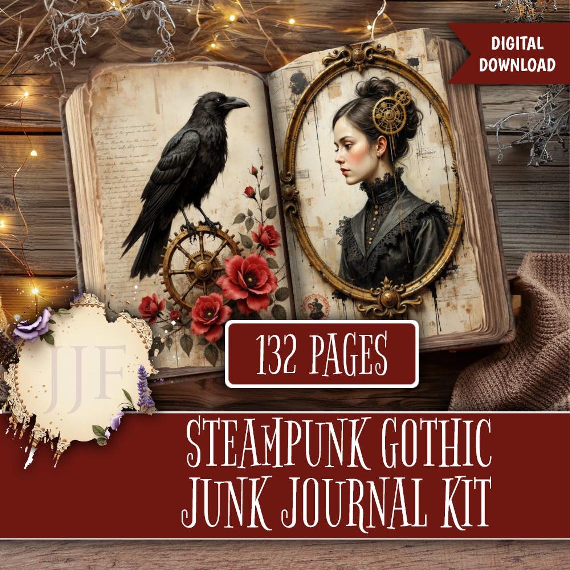 Steampunk Gothic Junk Journal Kit | Victorian Dark Academia Printable ...