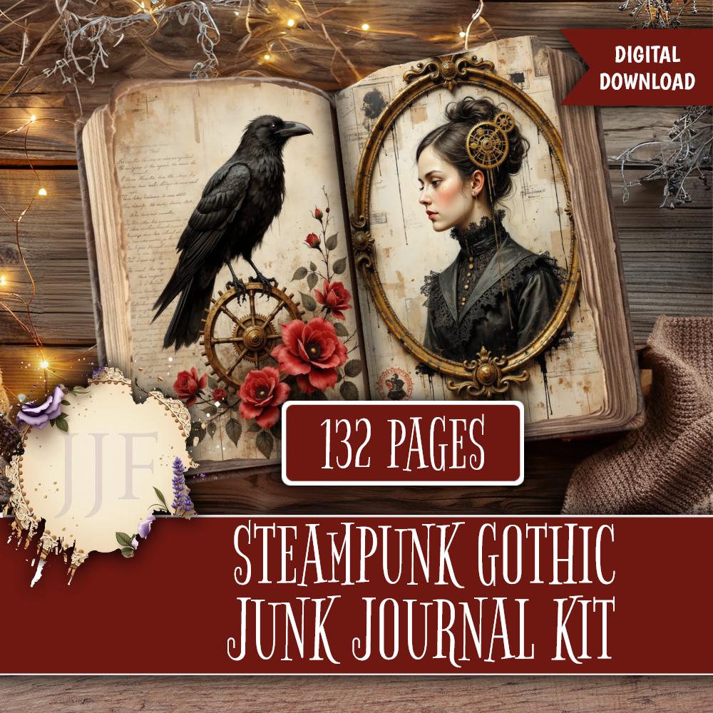 Steampunk Gothic Junk Journal Kit | Victorian Dark Academia Printable ...
