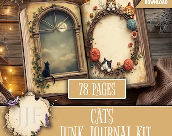 Rustic Cats Junk Journal Printable Kit | Vintage Cat Pages + Ephemera | Realistic Cats Scrapbook Set | DIY Crafting & Gifts for Cat Lovers