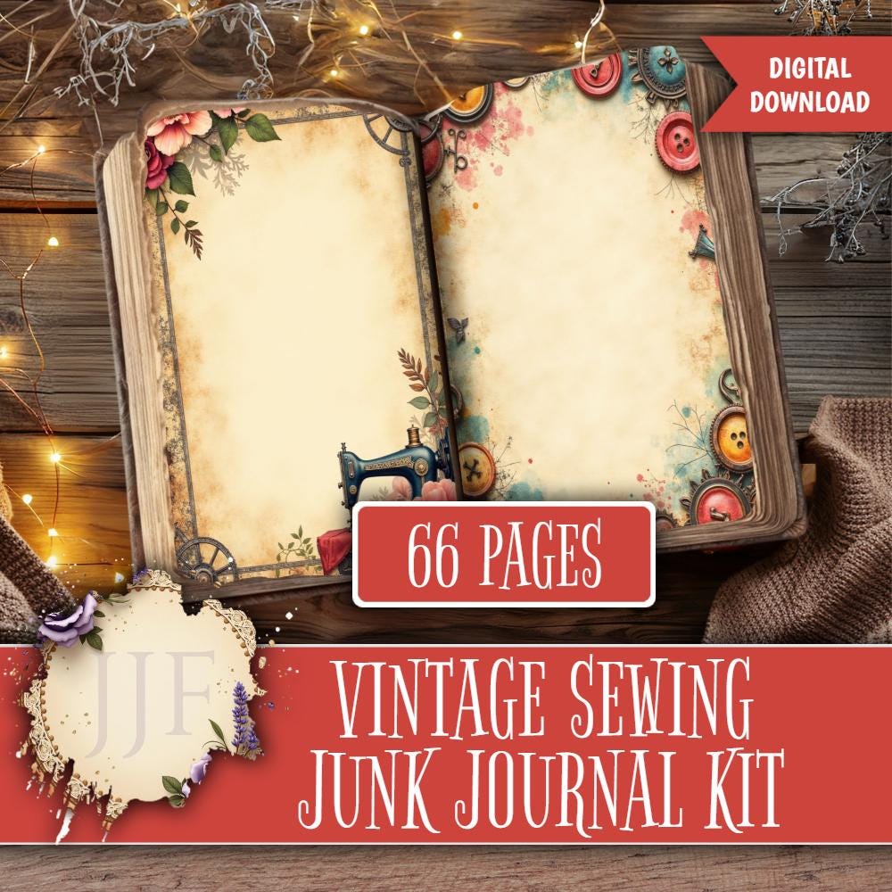 Vintage Sewing Junk Journal Kit | Printable Sewing Pages + Ephemera ...