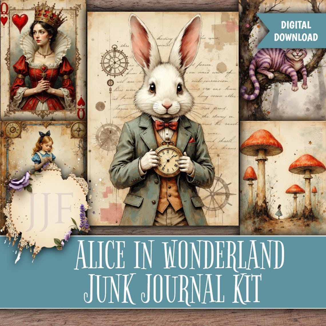 ALICE IN WONDERLAND Junk Journal Kit | Vintage Victorian Ephemera ...