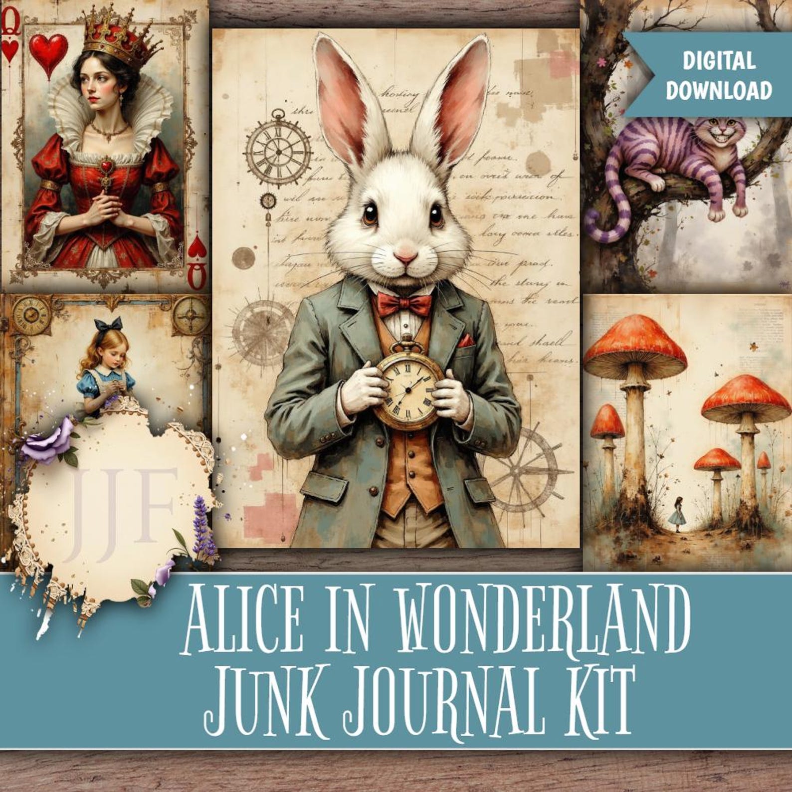 ALICE IN WONDERLAND Junk Journal Kit | Vintage Victorian Ephemera ...