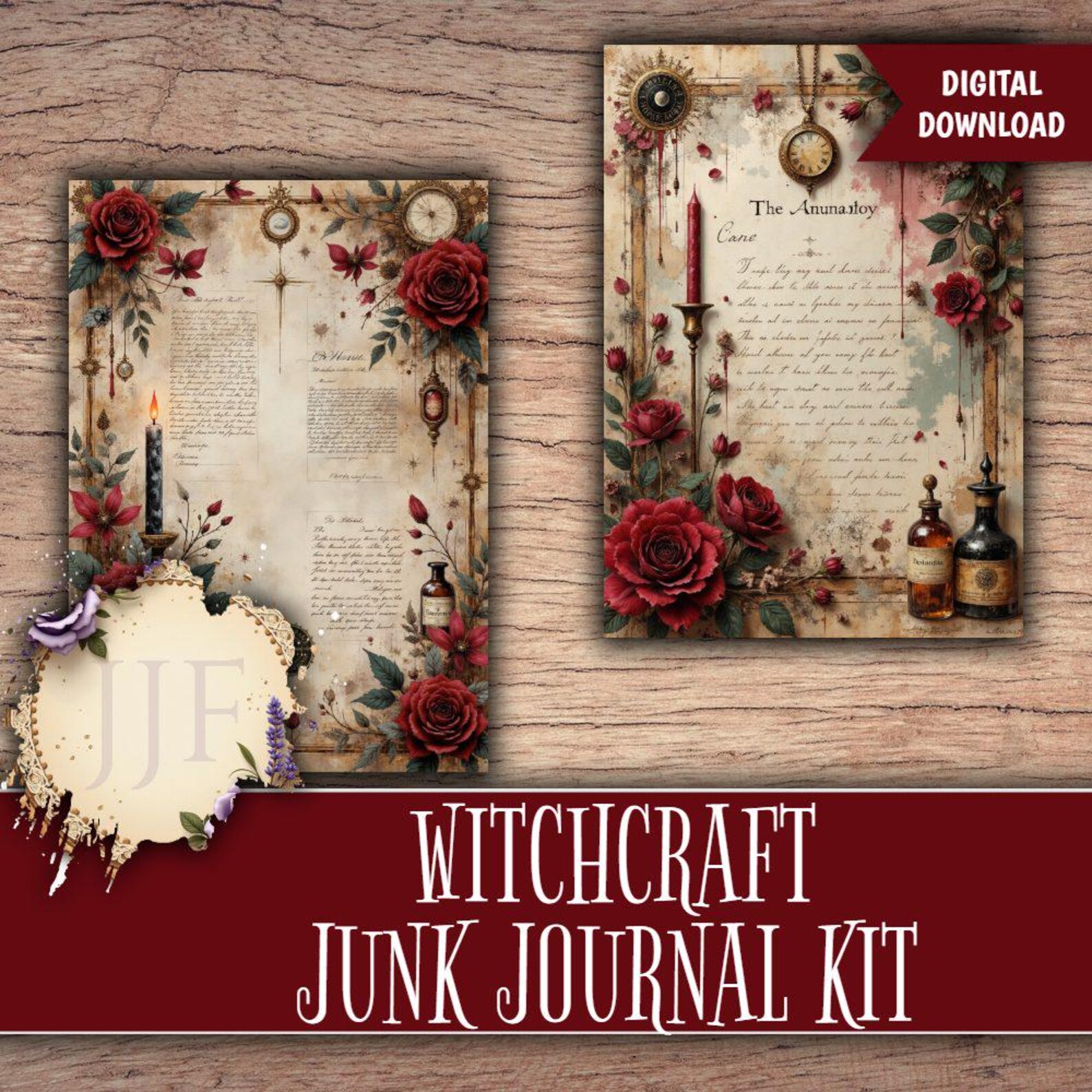 Witchcraft Junk Journal Kit | Grimoire Printable Pages, Moon Phase ...