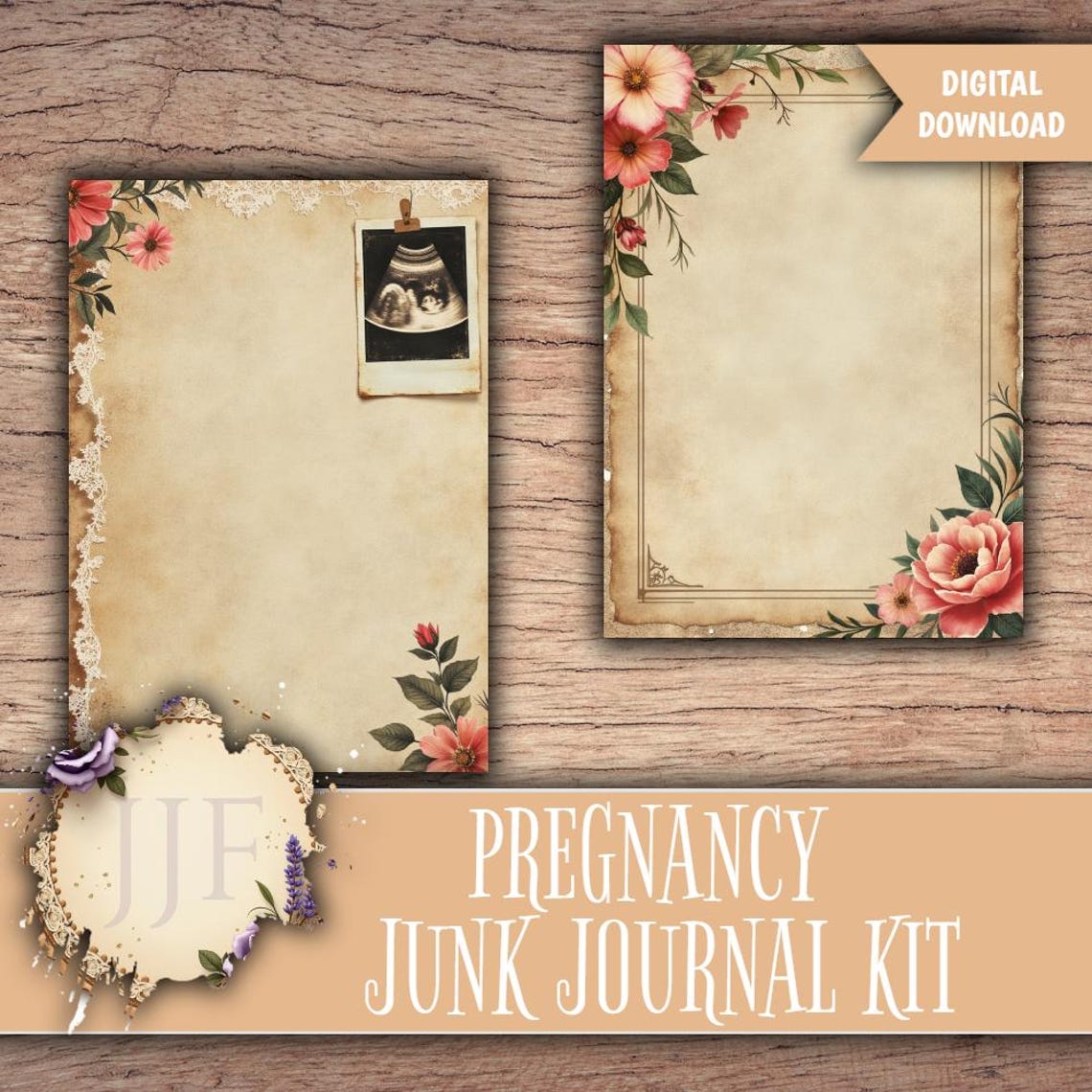 Pregnancy Junk Journal Kit | Printable Pregnancy Journal Pages ...