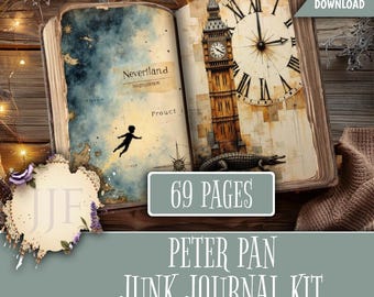 Peter Pan Junk Journal Kit | Neverland Storybook Printable Pages + Ephemera, Vintage Pirate & Fairy Theme, Map Papers, Digital Download