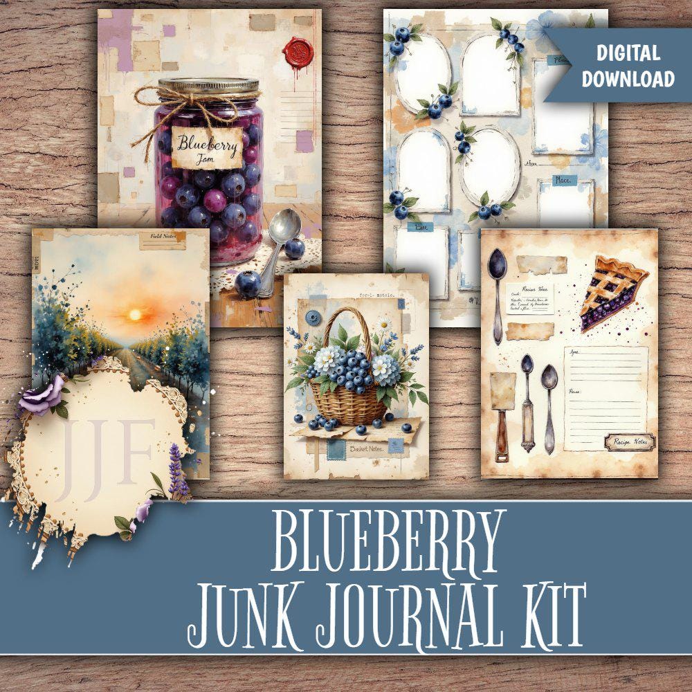 Blueberry Junk Journal Kit Printable | Blueberry Journal Pages ...