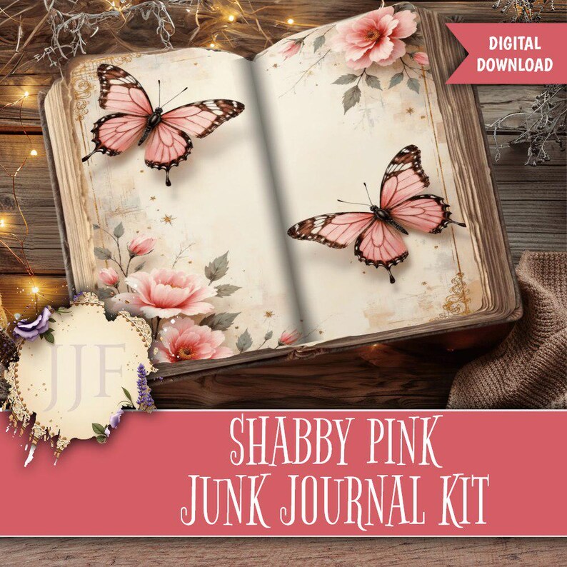 Pink Junk Journal Kit Printable | Shabby Chic Vintage Journal Pages ...