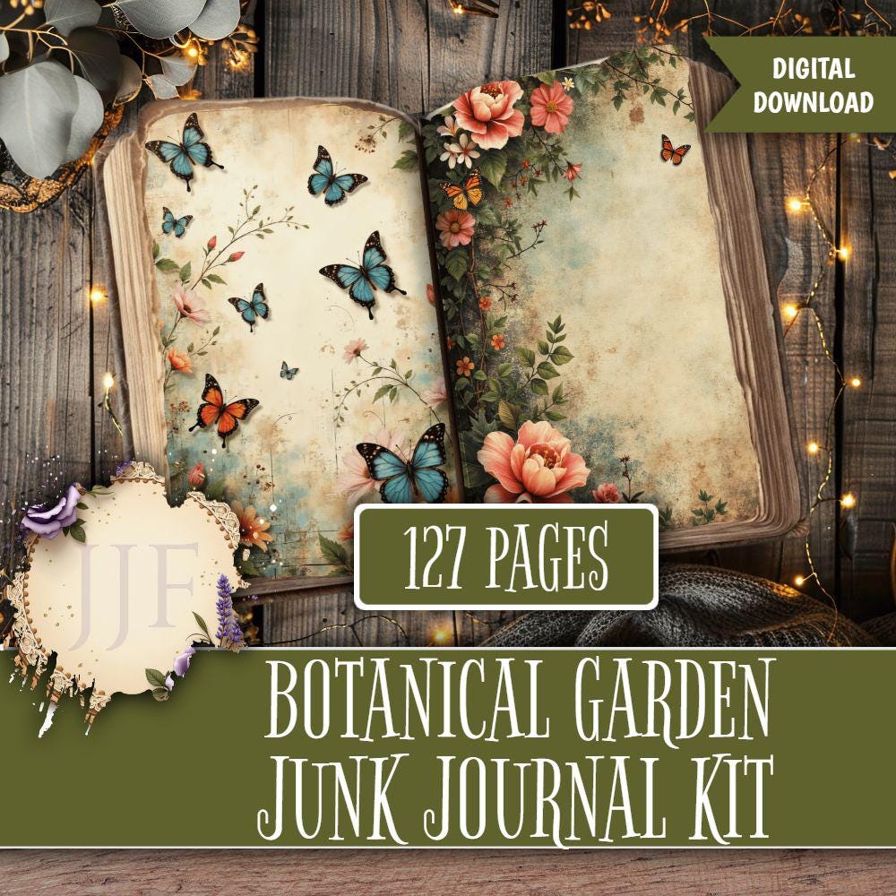 Botanical Garden Junk Journal Kit | Vintage Printable Pages, Floral ...