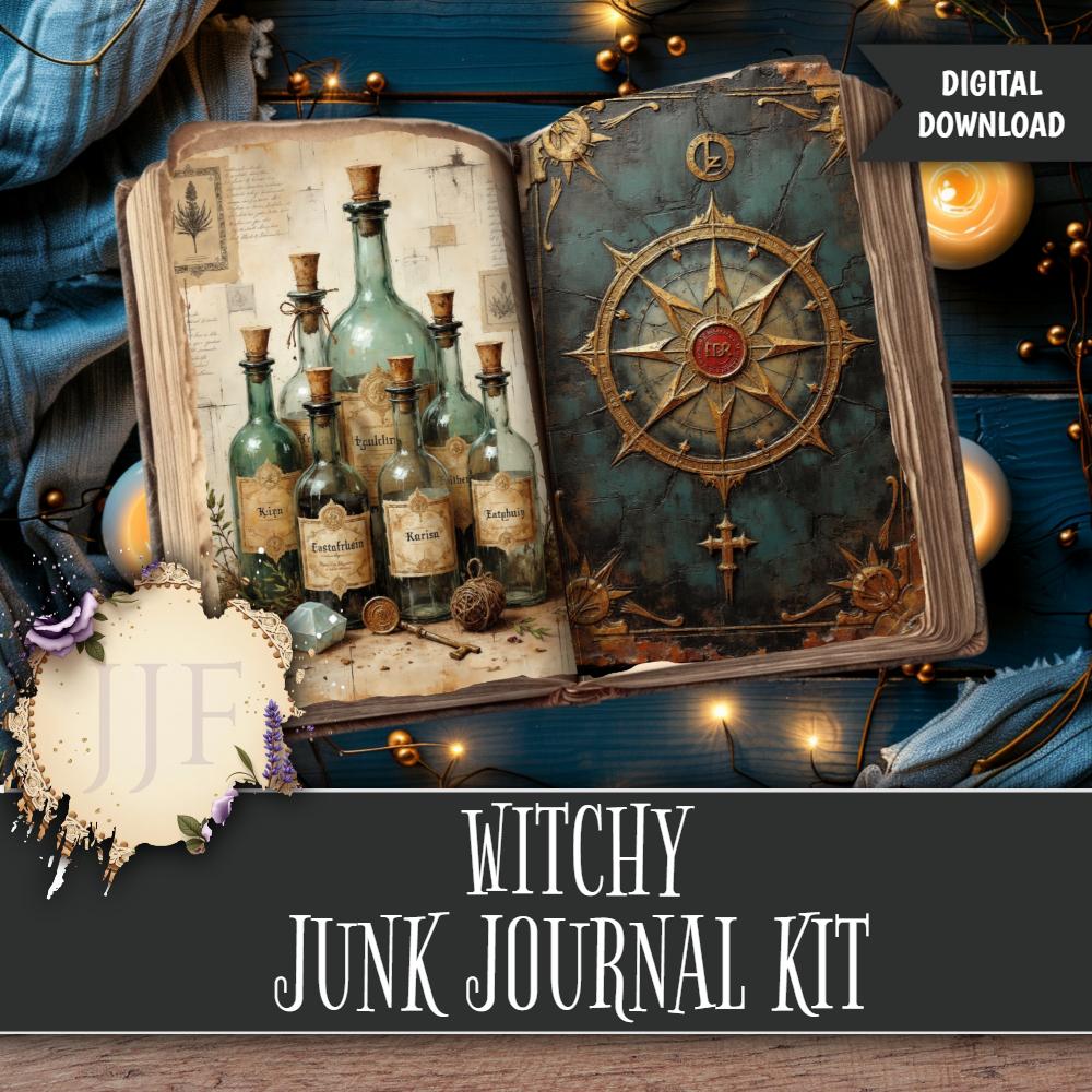 Witchy Junk Journal Kit | Vintage Grimoire Pages & Ephemera, Gothic ...