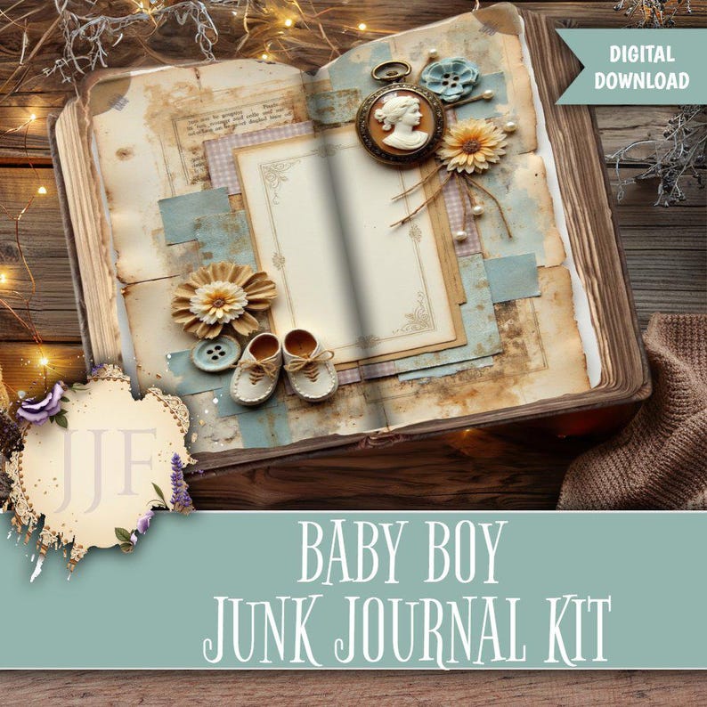 Baby Boy Junk Journal Kit Printable | Victorian Heirloom Nursery ...