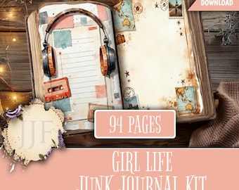 Girl Life Junk Journal Kit | Printable Pages + Ephemera, Teen Diary & Scrapbook Style, Memory Keeping Journal, Digital Download