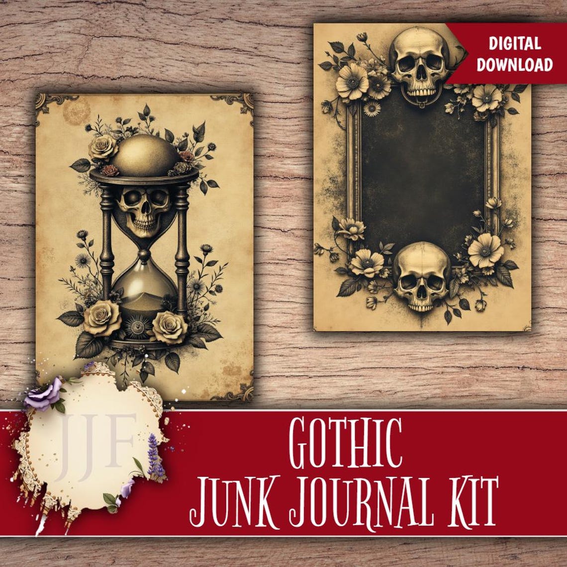 Gothic Junk Journal Kit | Dark Printable Pages + Ephemera | Vintage ...