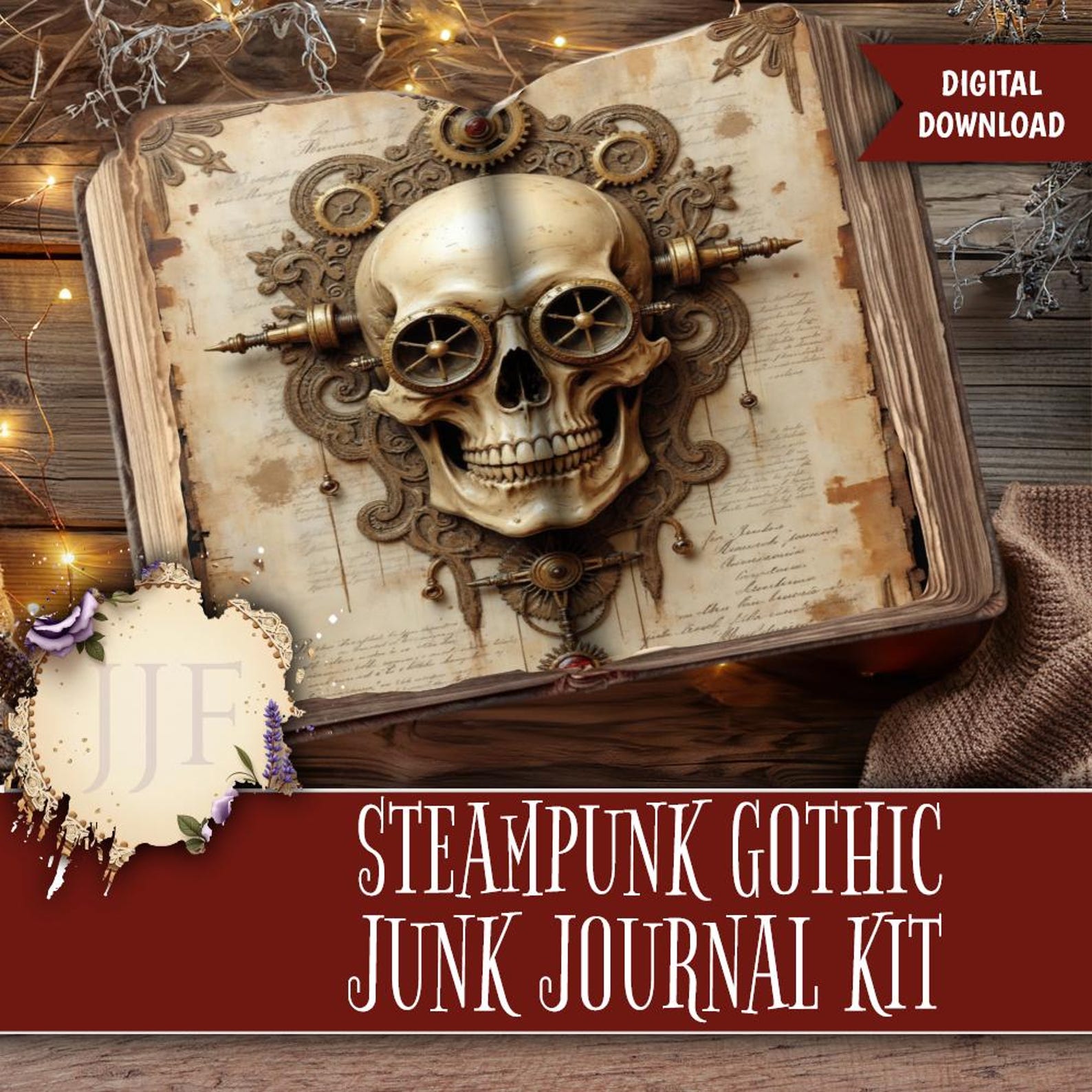 Steampunk Gothic Junk Journal Kit | Victorian Dark Academia Printable ...