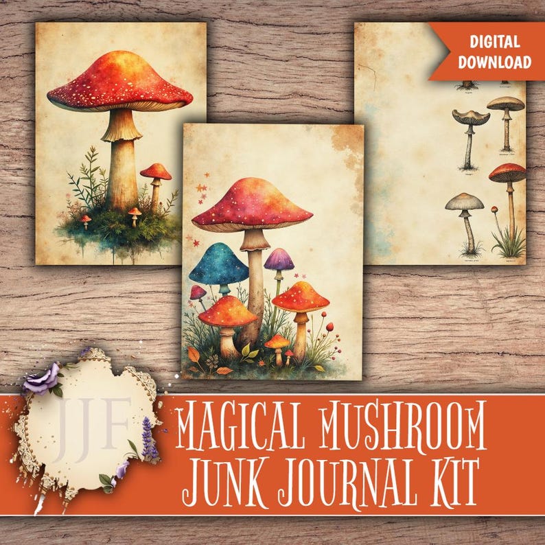 Magical Mushroom Junk Journal Kit | Vintage Rustic Woodland Printable ...