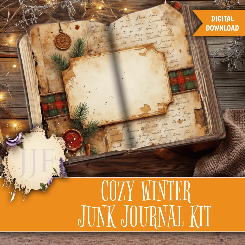 Cozy Winter Junk Journal Kit Printable | Cabin Fireplace Vintage ...