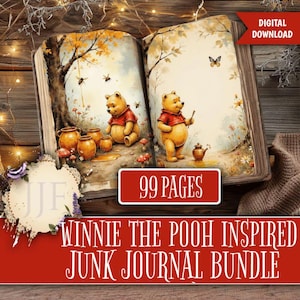 Winnie the Pooh Inspired Junk Journal Bundle, Printable Storybook Pages, Junk Journal Supplies, Winnie The Pooh Paper